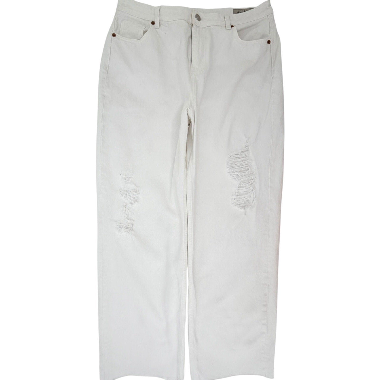 AllSaints Ash Women's White Distressed Boyfriend Jeans 31