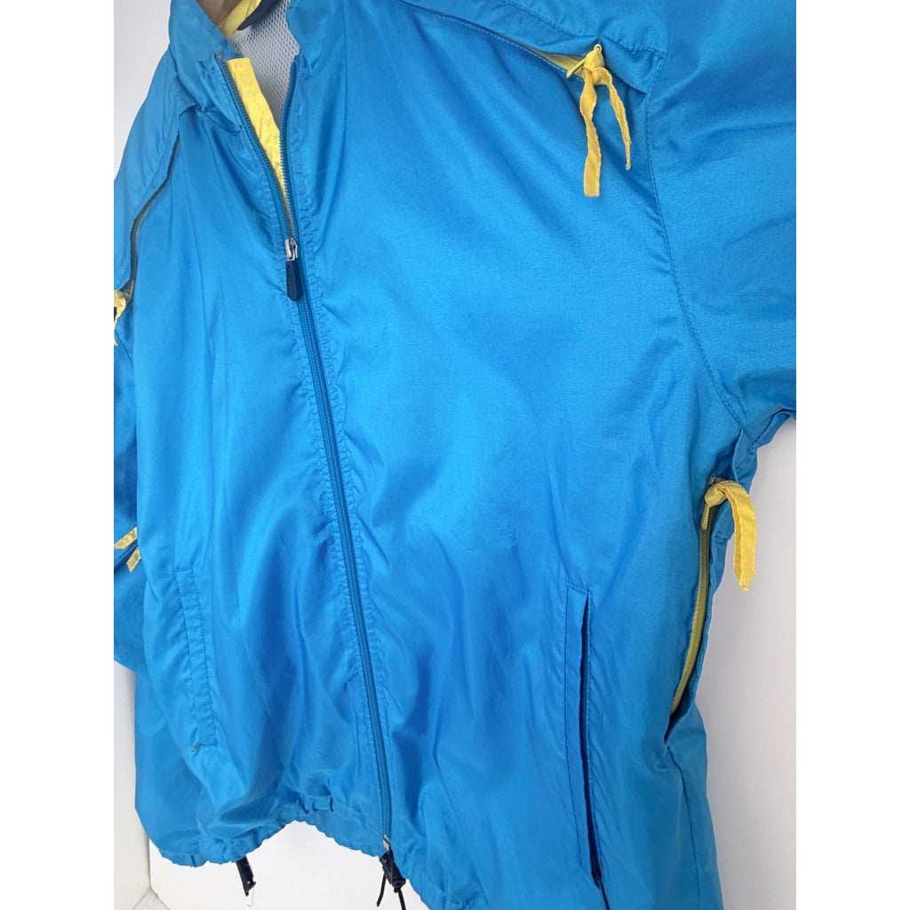 Descente Windbreaker Jacket Mens Large Blue Yellow Lightweight Full Zip