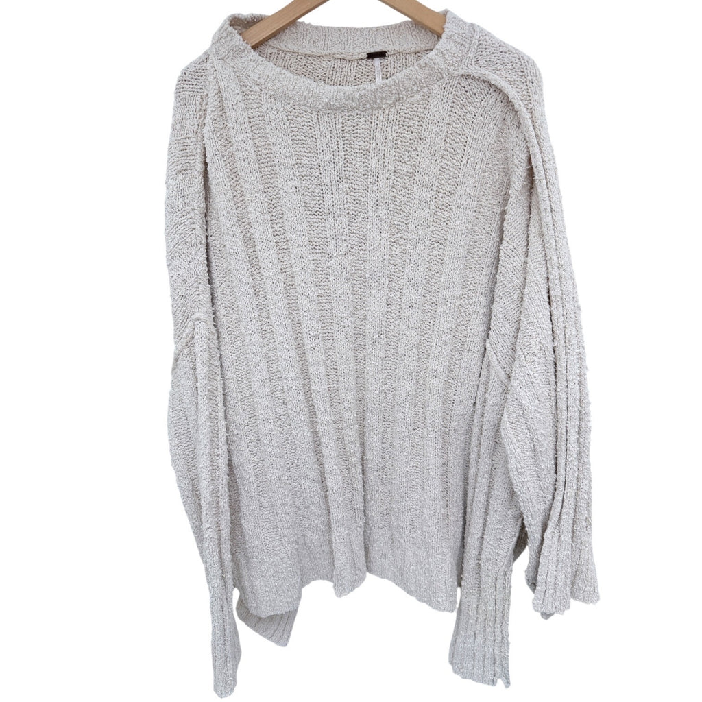 Free People Chunky Knit Sweater Womens XS Cream Oversized Pullover