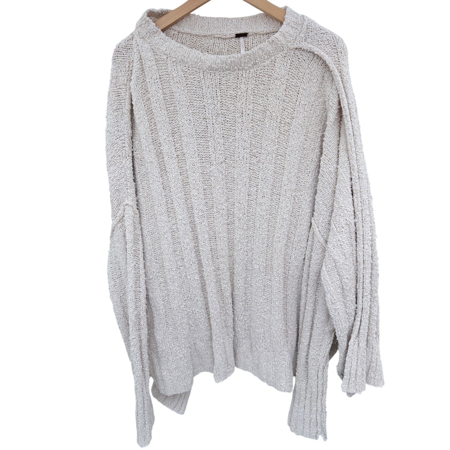 Free People Chunky Knit Sweater Womens XS Cream Oversized Pullover