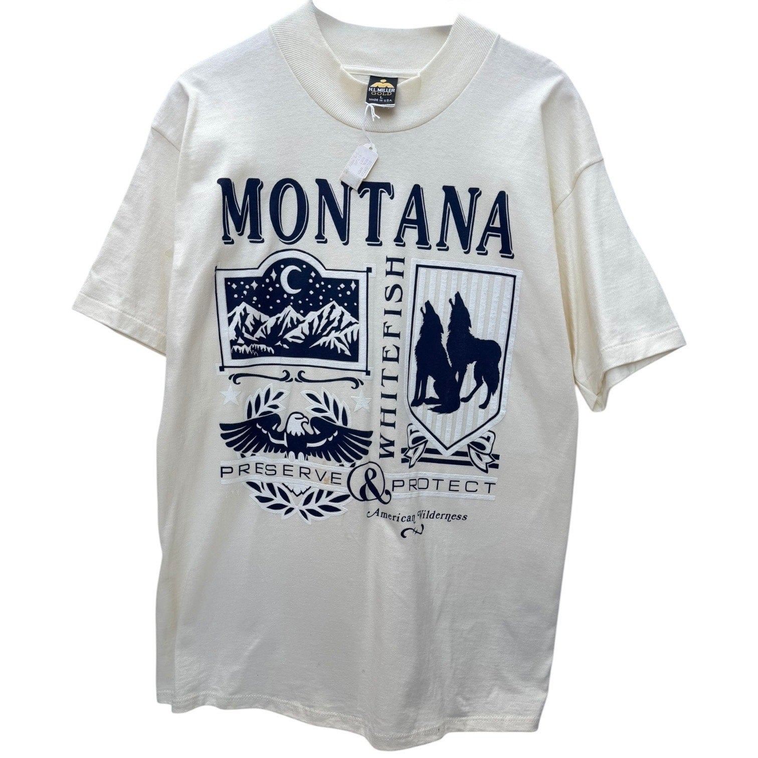 Vintage Montana Graphic T Shirt Mens Large Single Stitch USA Nature Wildlife
