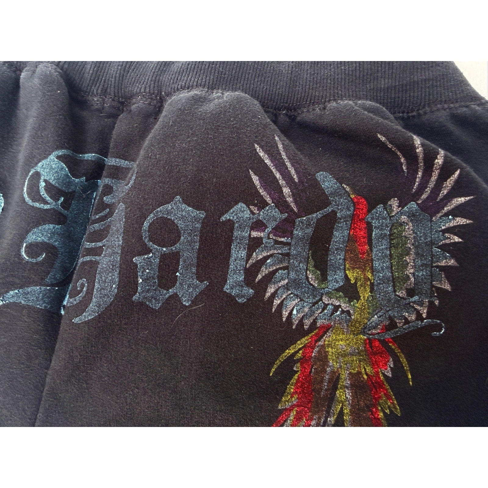 Ed Hardy Womens Shorts Large Black Graphic Floral Y2K Lounge Casual