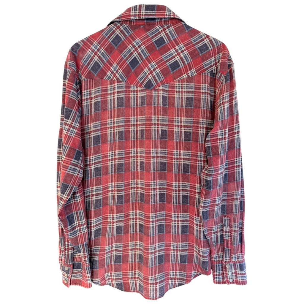 Canyon Trails Flannel Shirt Mens 2XL Red Blue Plaid Western Snap Button