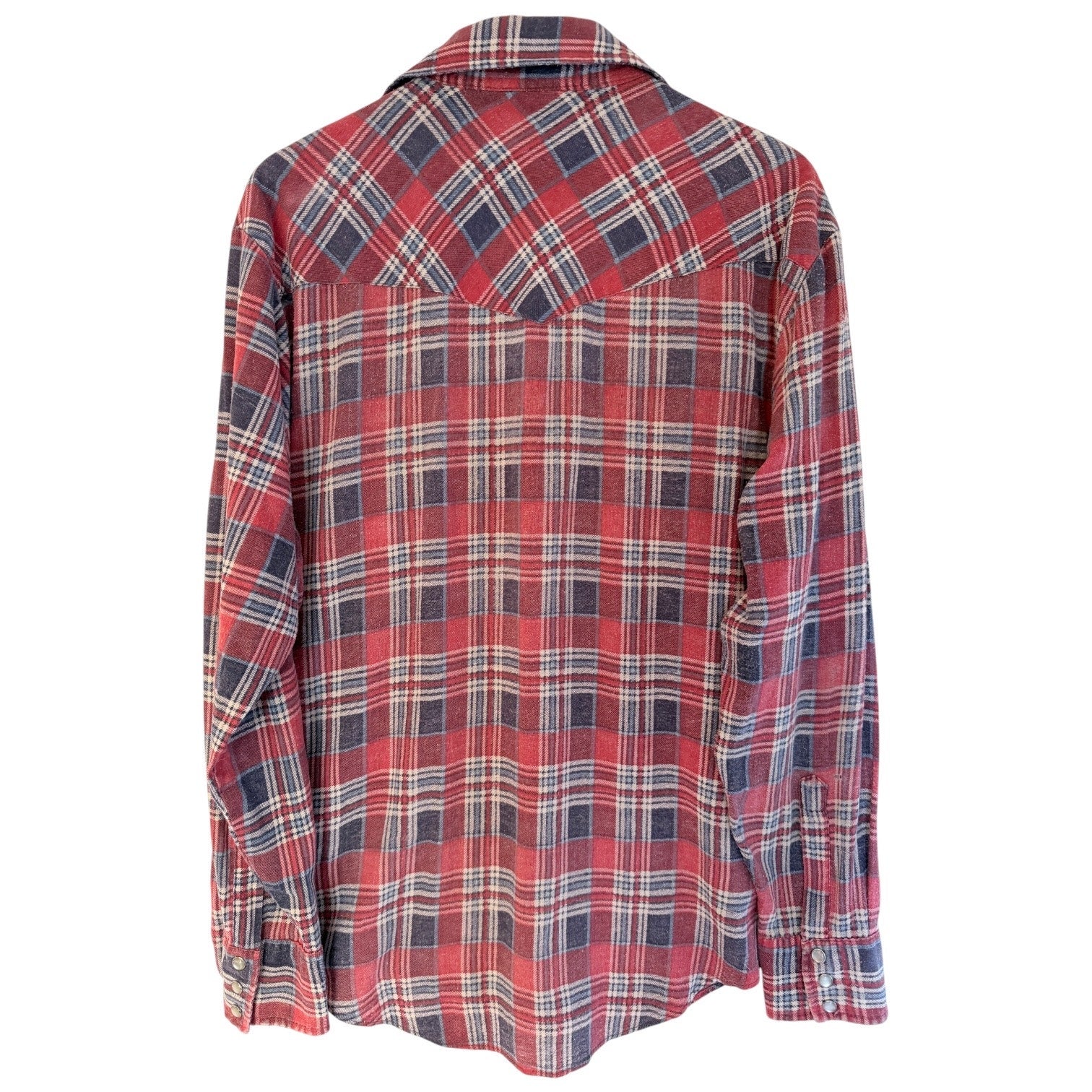 Canyon Trails Flannel Shirt Mens 2XL Red Blue Plaid Western Snap Button