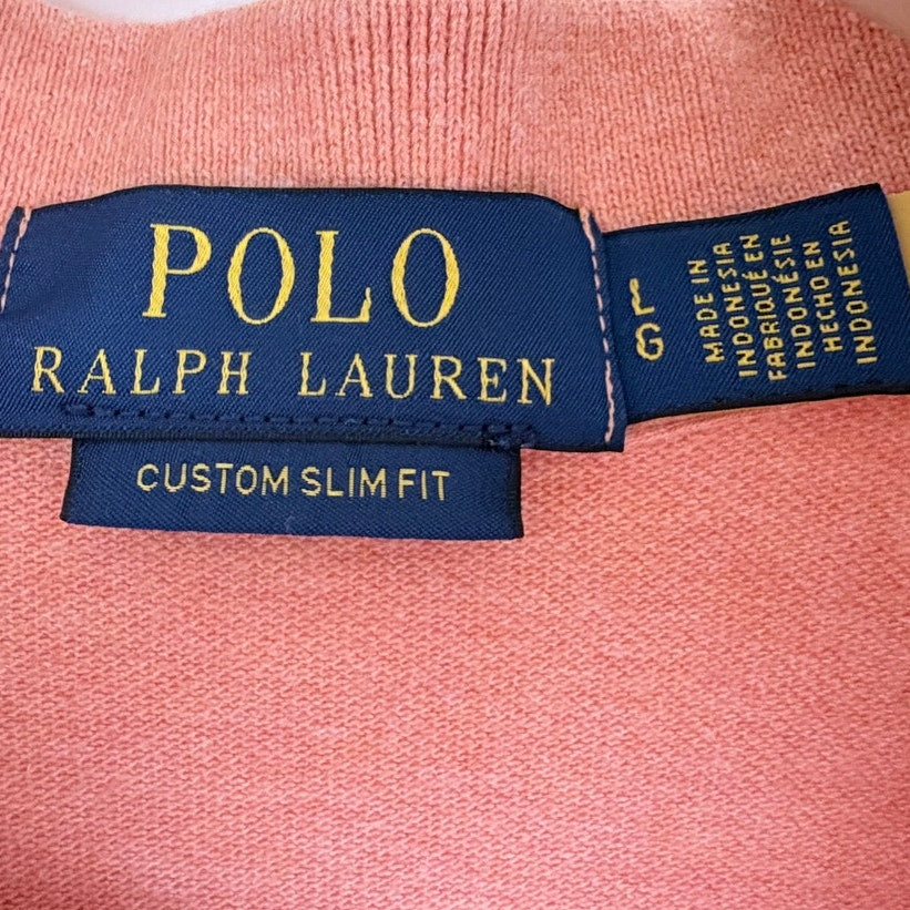 Polo Ralph Lauren Custom Slim Fit Polo Shirt Mens Large Salmon Pink Pony Logo