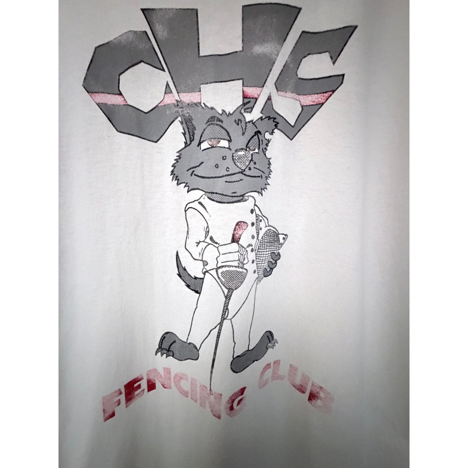Vintage CHS Fencing Club Double Sided Graphic T-Shirt Made USA Hanes XL