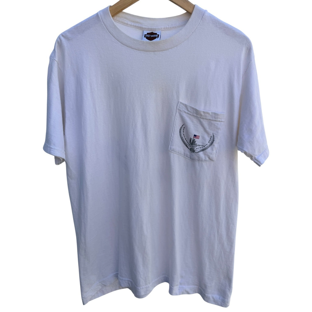 Harley Davidson Willie G Skull Sturgis 2002 Pocket T Shirt Mens Large White