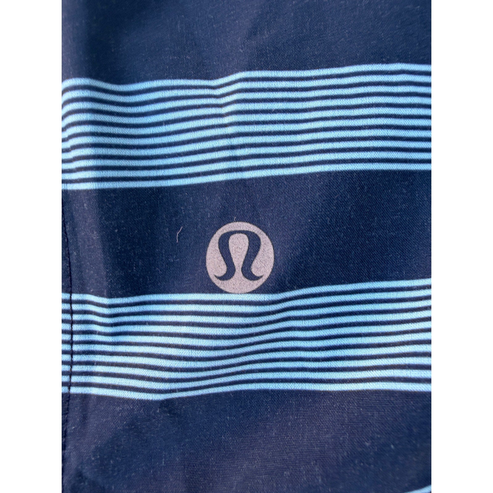 Lululemon Shorts Mens Medium Blue Striped Performance Training Gym Athletic