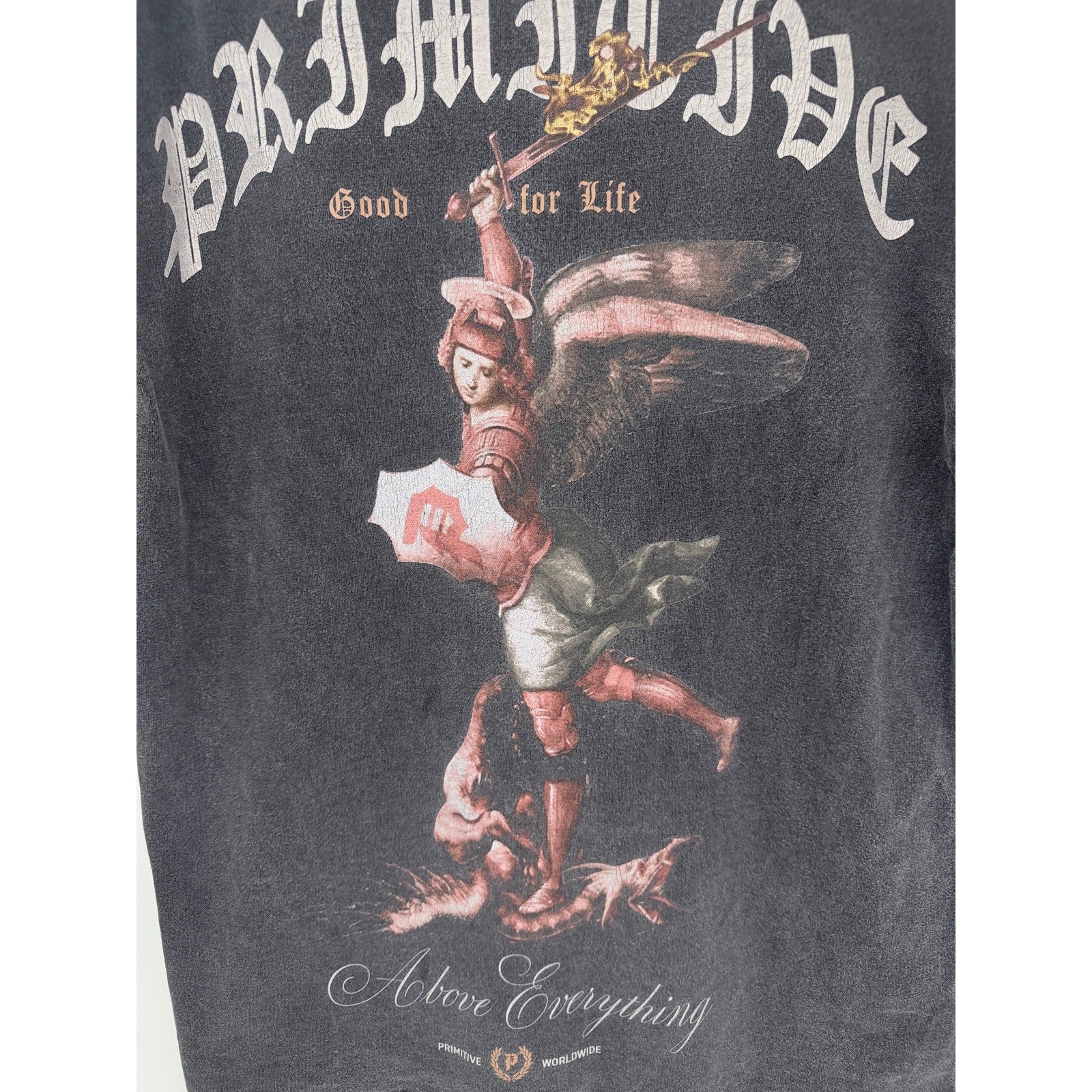 Primitive Graphic T Shirt Mens Large Black Washed Skate Streetwear Tee