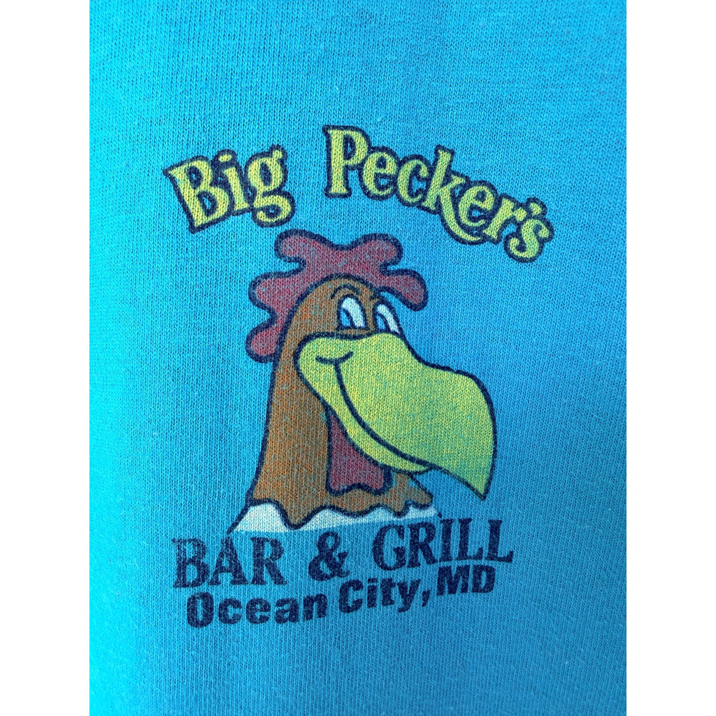 Vintage Big Peckers Bar & Grill T Shirt Mens XL Blue Single Stitch USA Graphic T