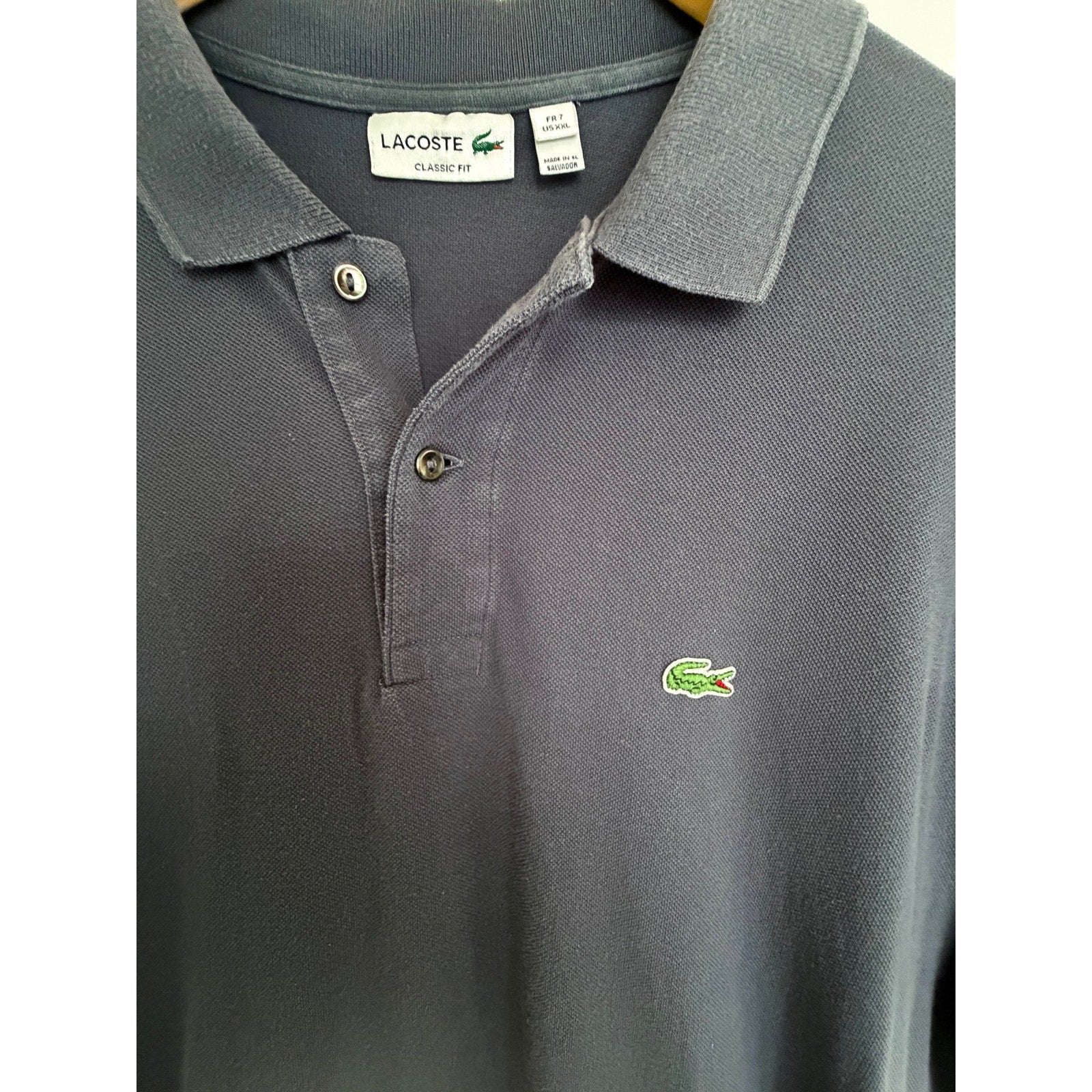 Lacoste Classic Fit Polo Shirt Mens XXL Gray Short Sleeve Cotton