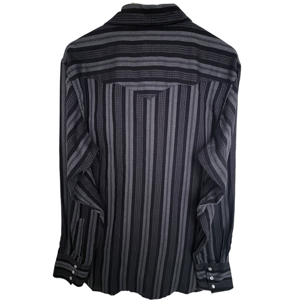 Corral West Ranchwear Western Shirt Mens Large Black Gray Pearl Snap Long Sleeve