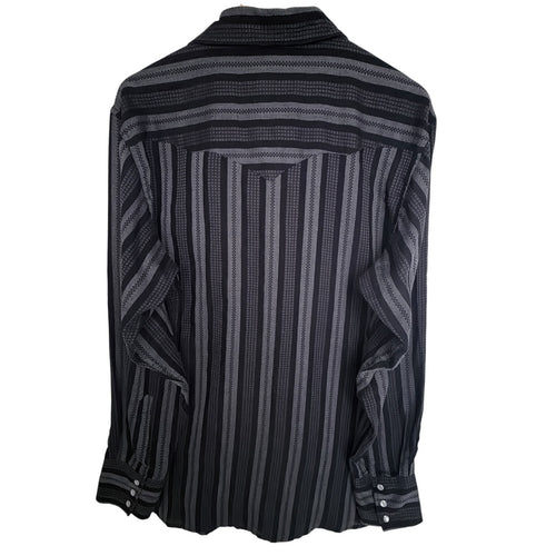 Corral West Ranchwear Western Shirt Mens Large Black Gray Pearl Snap Long Sleeve