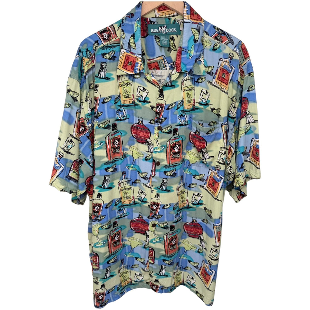 Big Dogs Men's Blue Fleece Button-Up — front view