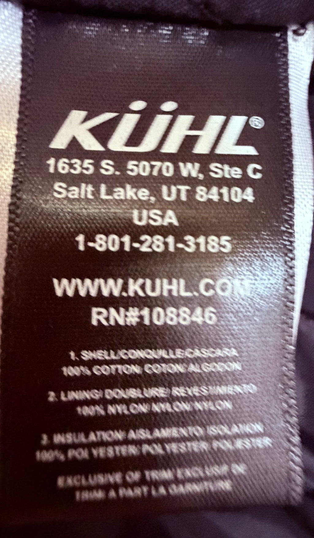 KÜHL Men's Brown Vintage Patina Dye Vest — fabric content tag