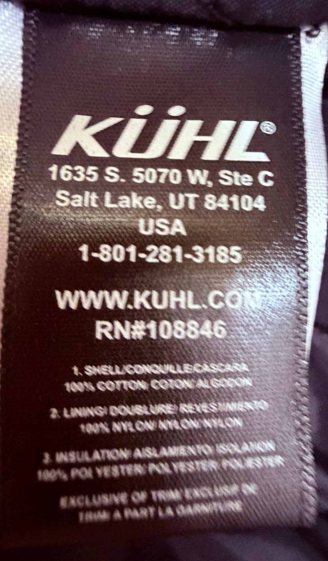KÜHL Men's Brown Vintage Patina Dye Vest — fabric content tag