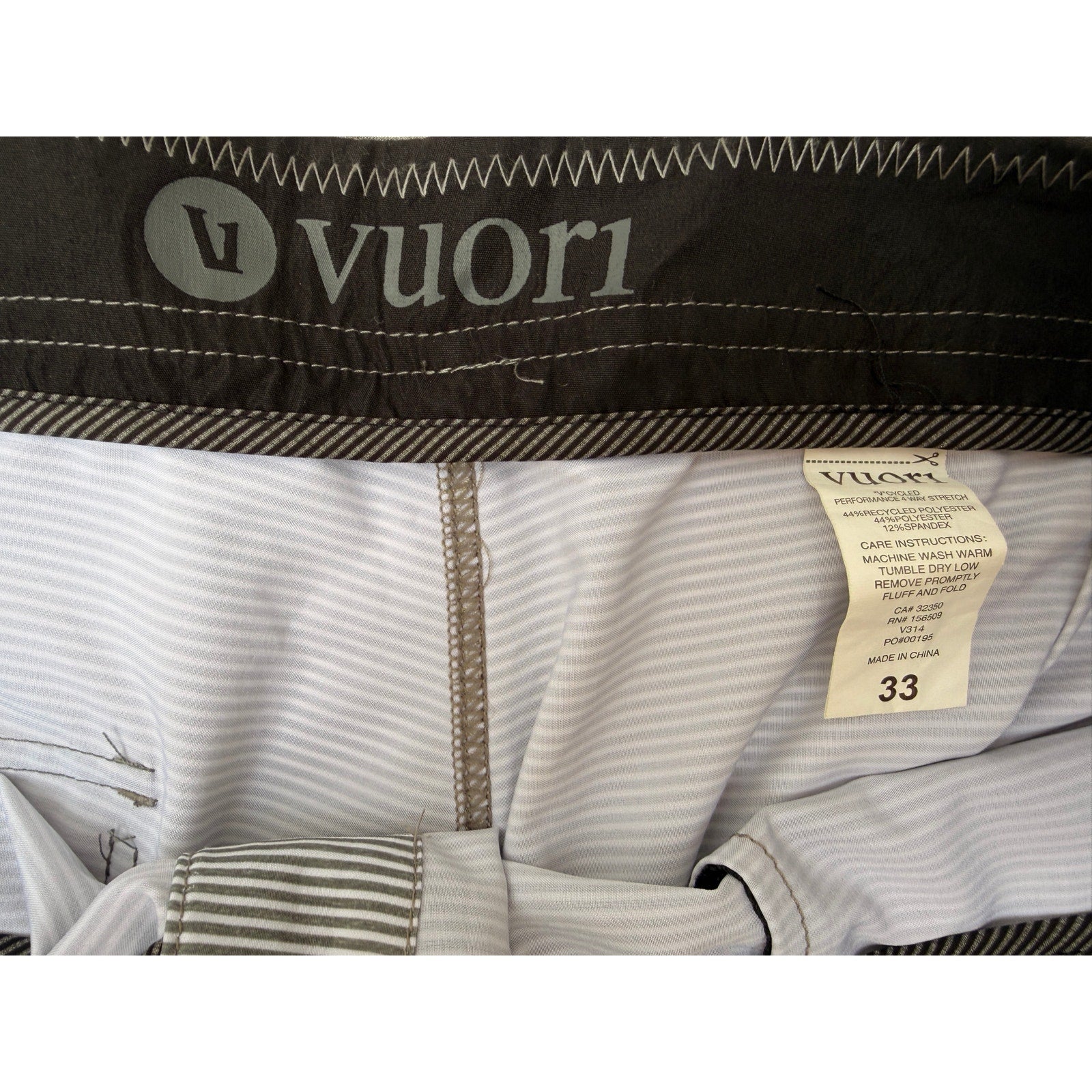 Vuori Board Shorts Mens 33 Multicolor Stripe Performance Swim Shorts
