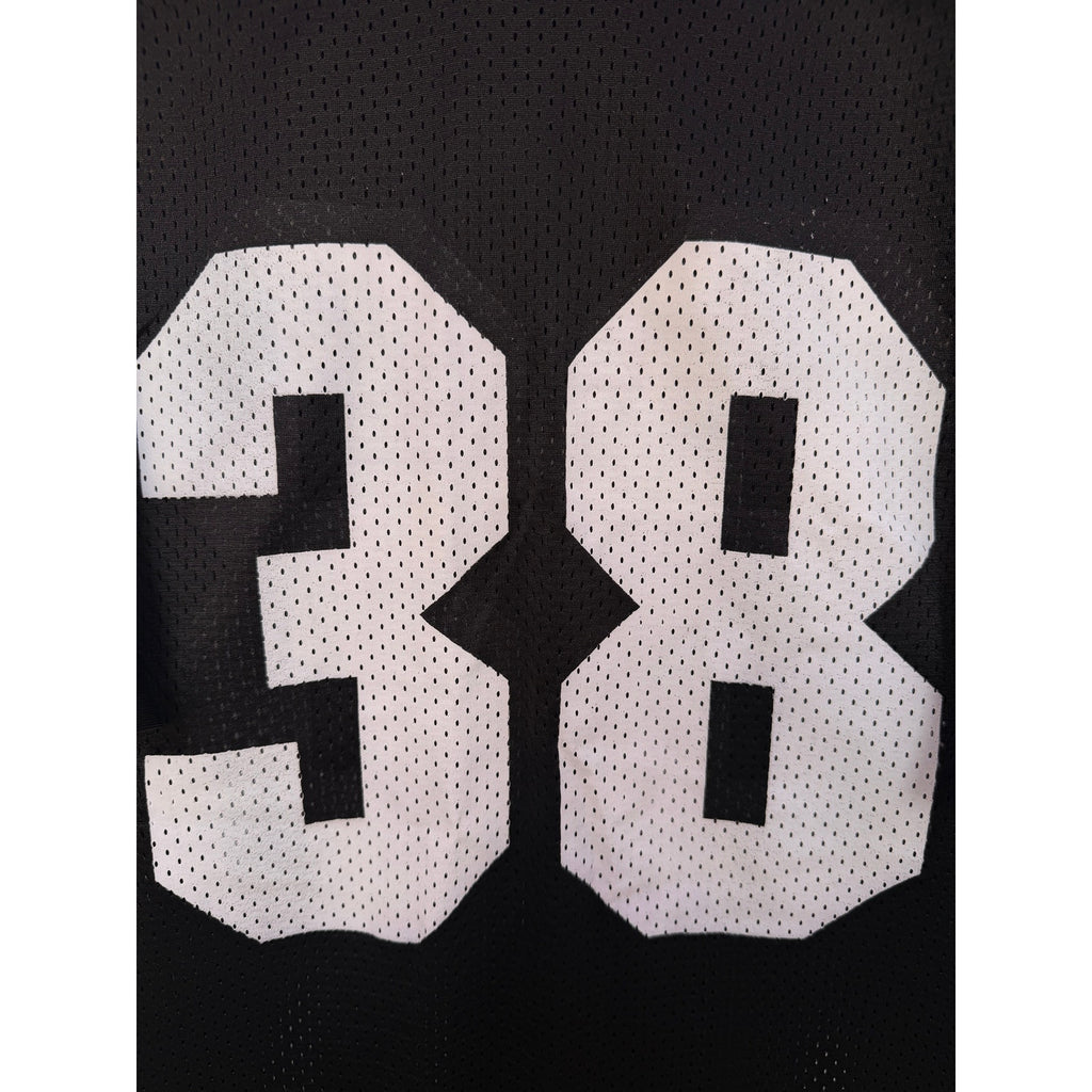 Mac Tools Football Jersey Mens XL Black Mesh #38 Graphic V Neck Mechanic Shirt