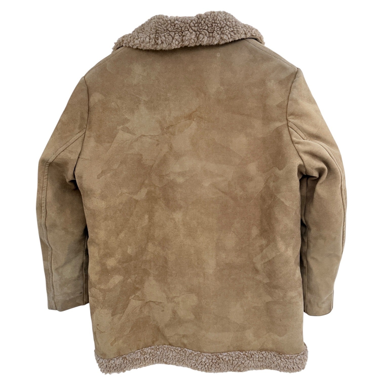 Fingerhut Fashions Sherpa Coat Womens 16 Tan Faux Suede Vintage Jacket