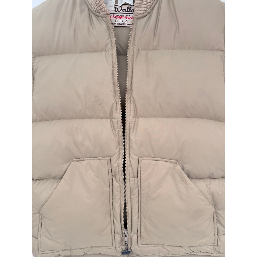 Walls Blizzard Pruf Down Puffer Vest Mens 44 Regular Beige USA Made Vintage