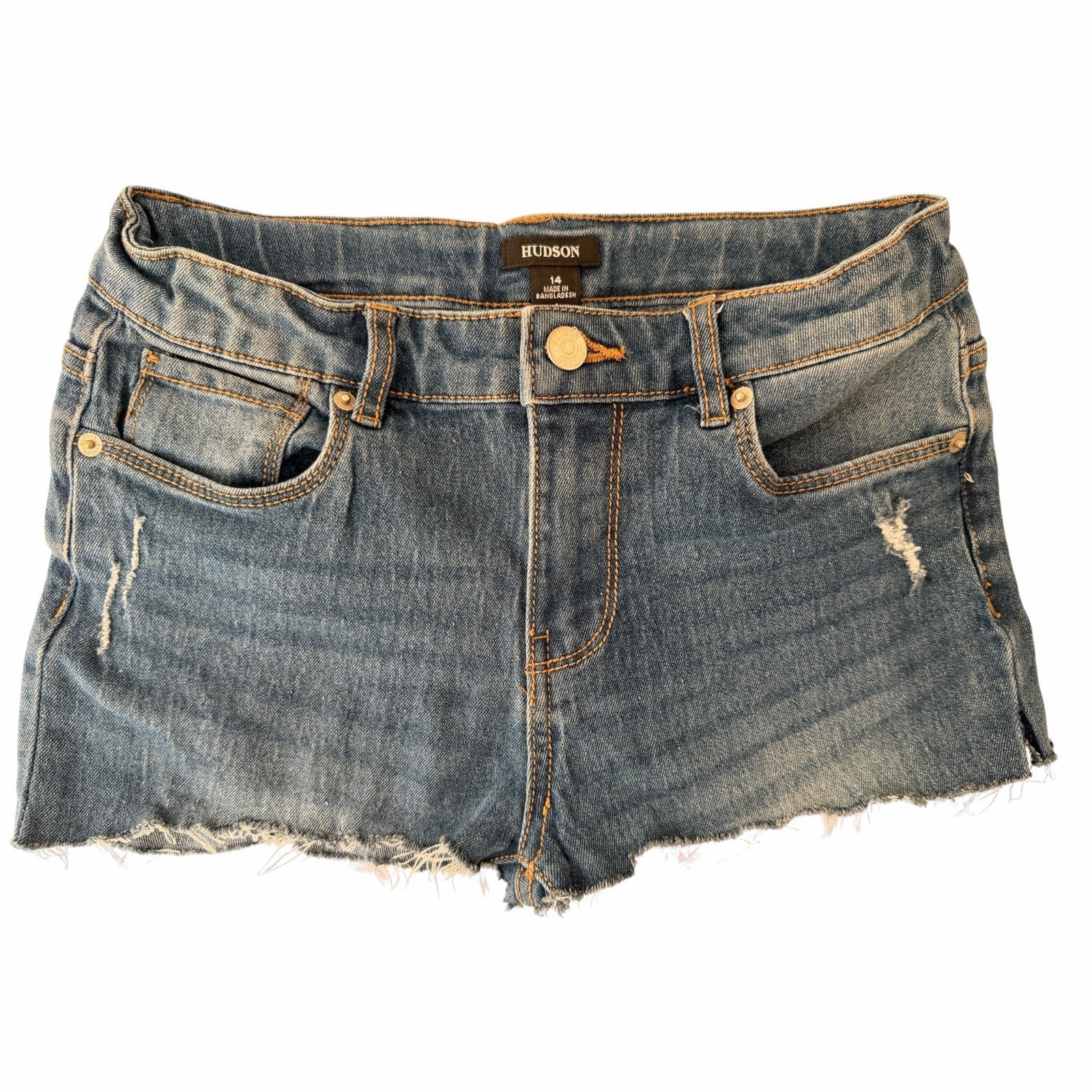Hudson Girls Size 14 Denim Shorts Distressed Adjustable Waist