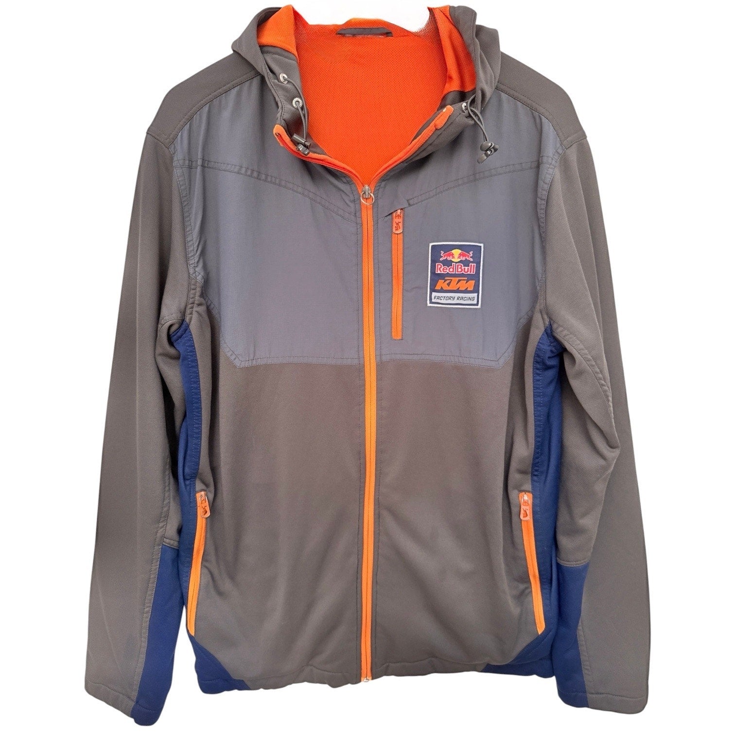 Red Bull KTM Jacket Mens Large Gray Orange Full Zip Racing Hooded Motorsport