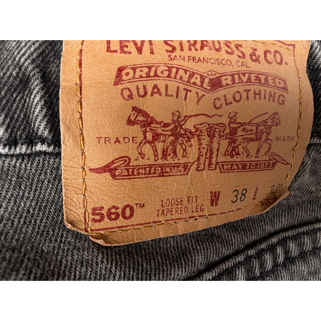 Levis 560 Loose Fit Jeans Mens 38x32 Black Wash Tapered Leg Denim