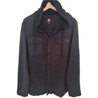 Quiksilver Men's Dark Gray Hooded Plaid Button-Up — front view