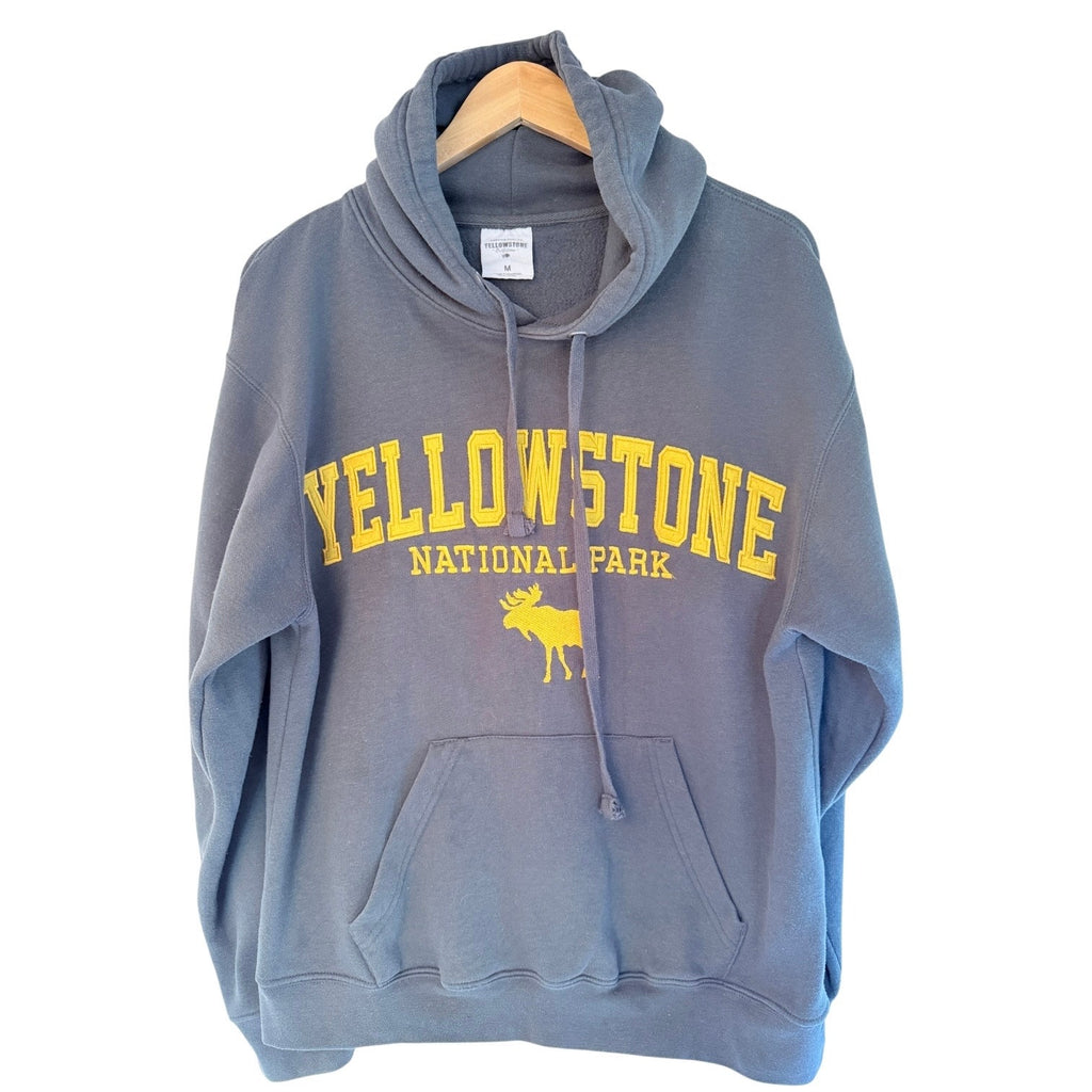 Yellowstone National Park Hoodie Mens Medium Gray Pullover Sweatshirt