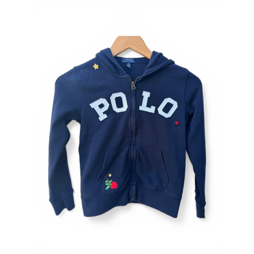 Girls Polo Ralph Lauren zip-up hoodie in size Medium (8-10).