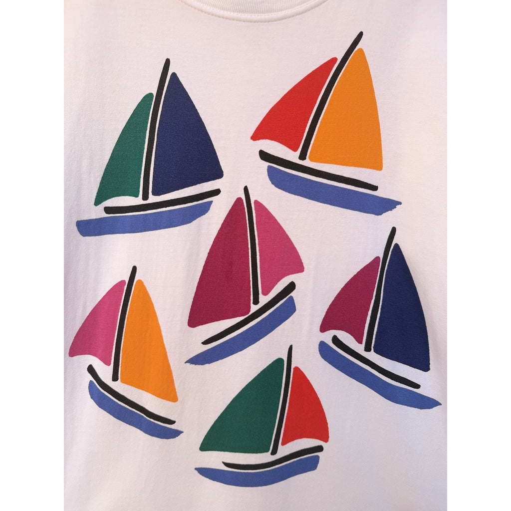 Bo Bendixen Denmark Sailboat Graphic T Shirt Mens Large White Tourist Art Tee