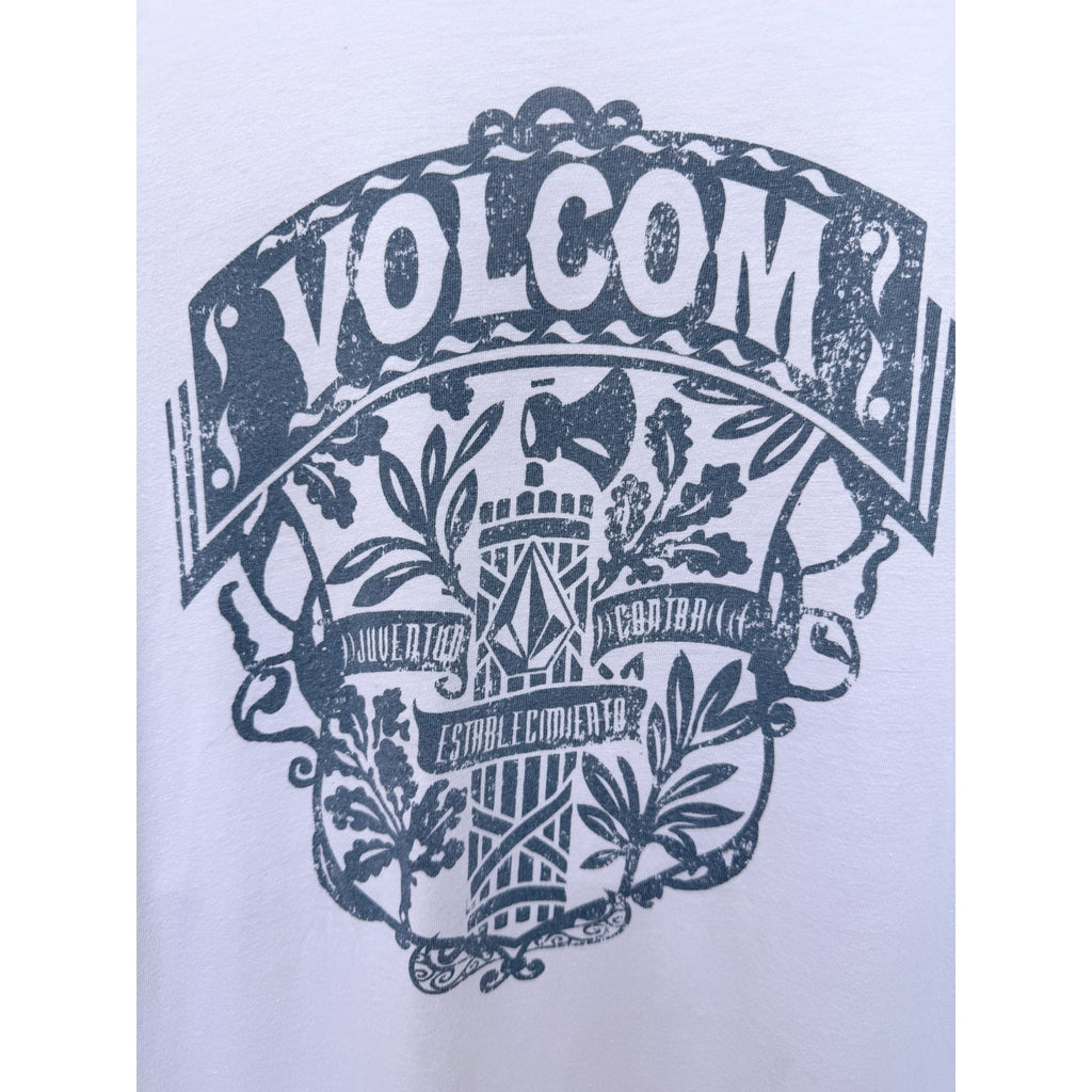 Volcom Graphic T Shirt Mens Medium White Skate Surf Logo Tee