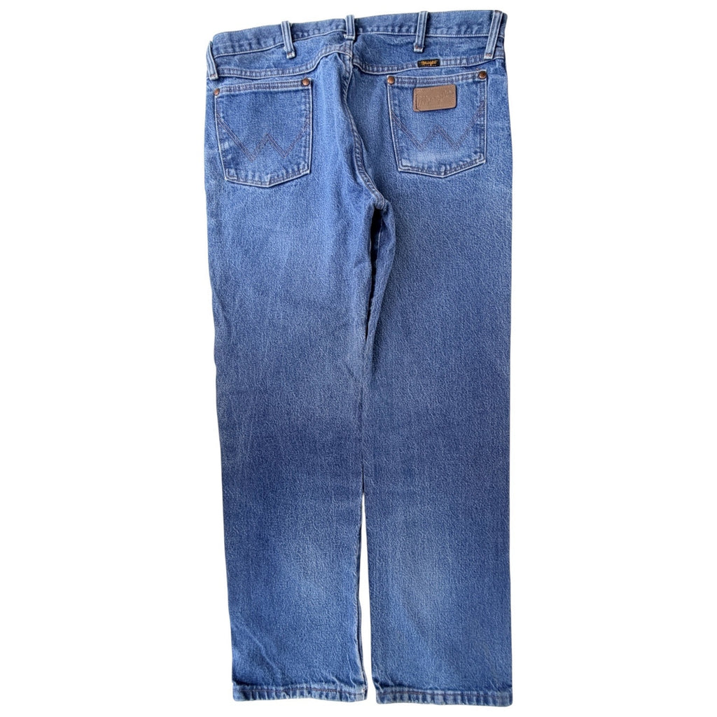 Wrangler Mens Jeans 36x30 Blue Vintage Straight Leg Western Denim USA Fabric