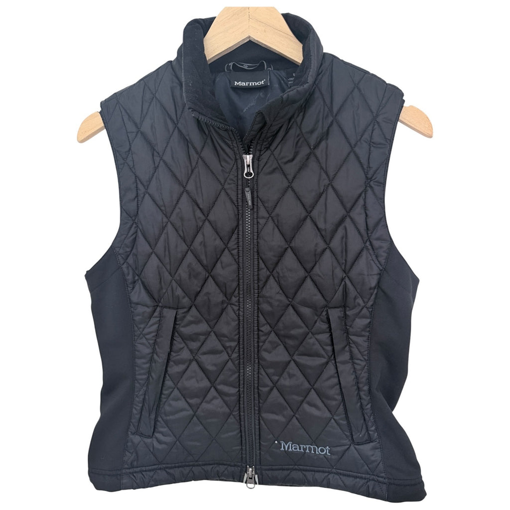 Marmot Quilted Vest Womens Small Black Full Zip Outdoor Puffer Vest