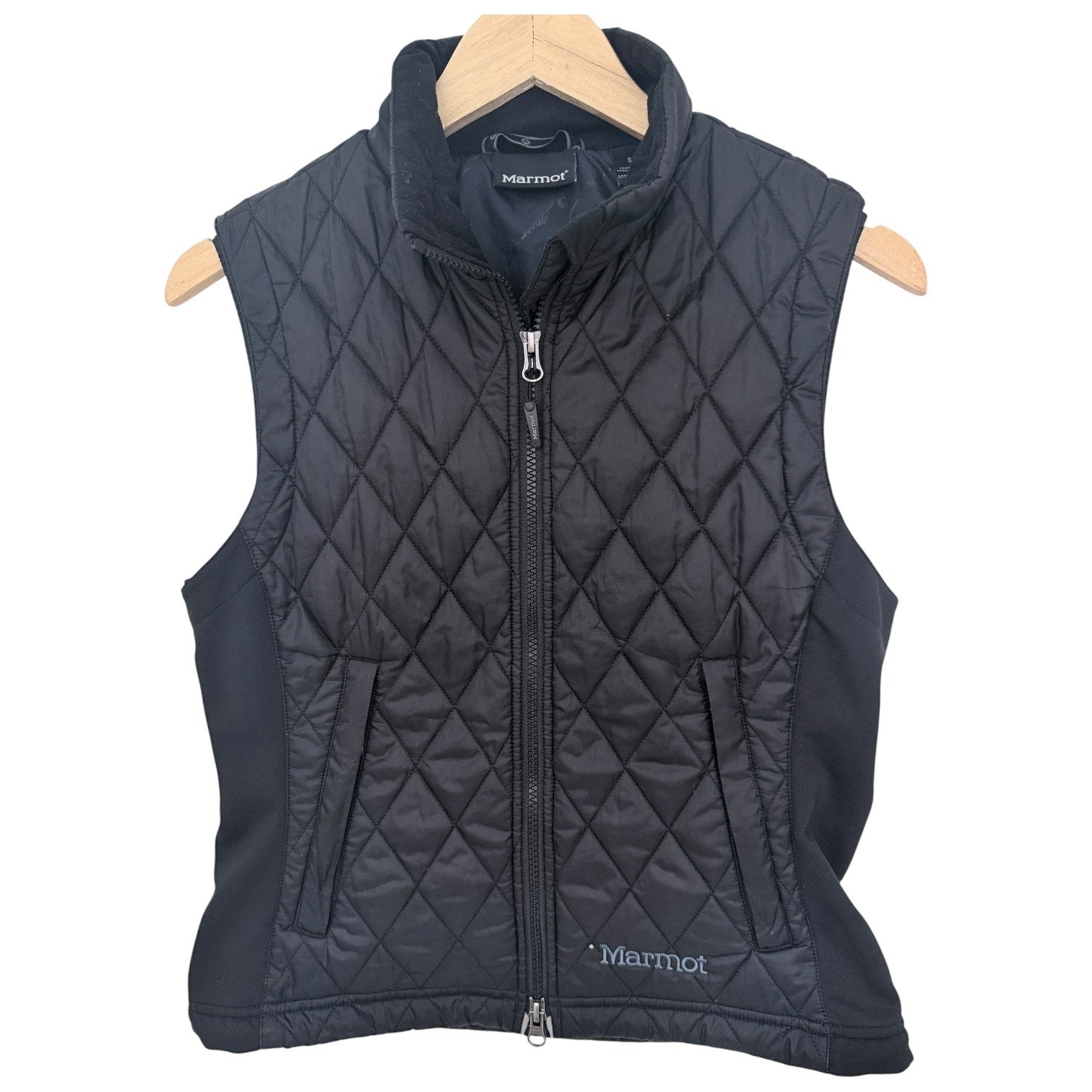 Marmot Quilted Vest Womens Small Black Full Zip Outdoor Puffer Vest