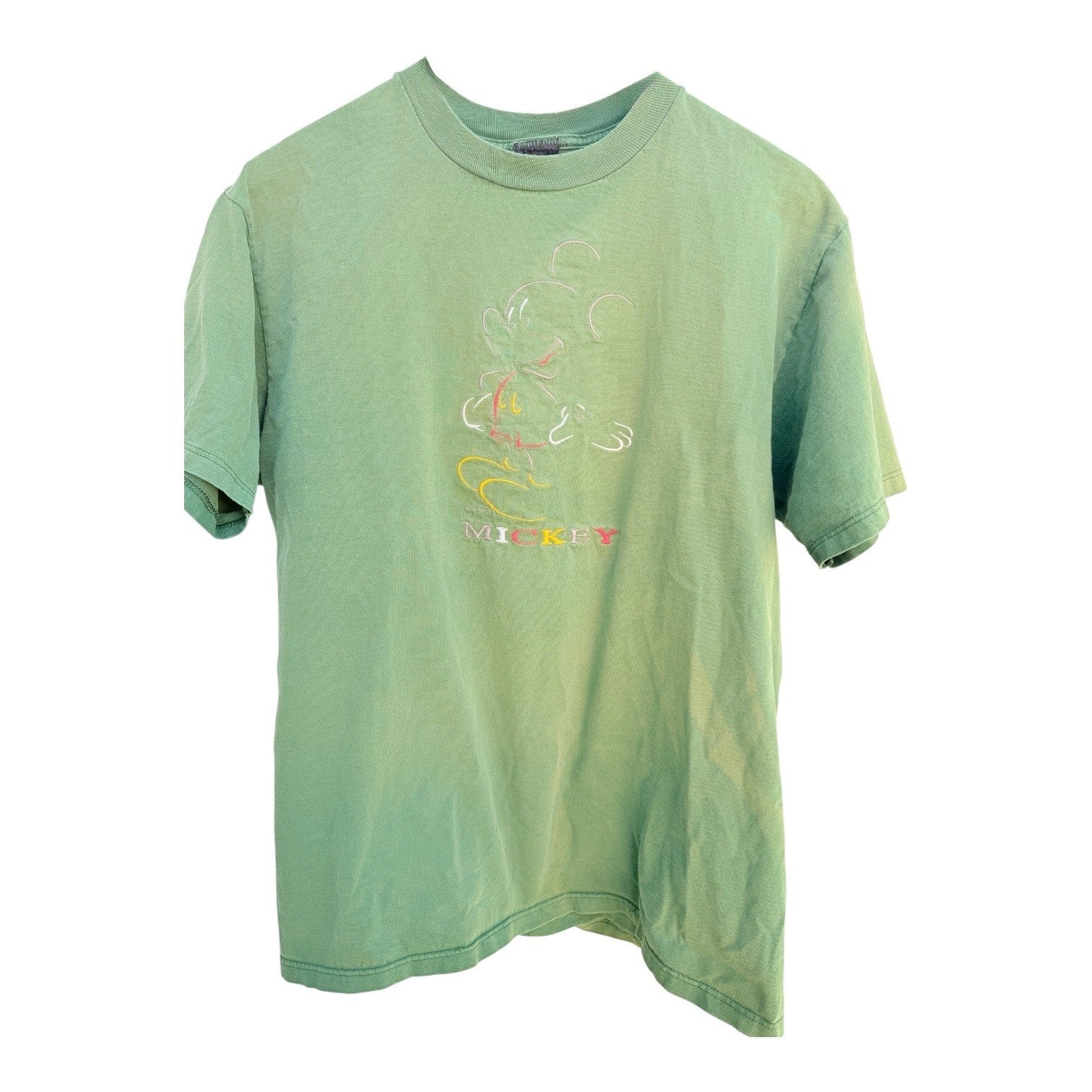 Vintage Mickey Mouse Embroidered T-Shirt Green