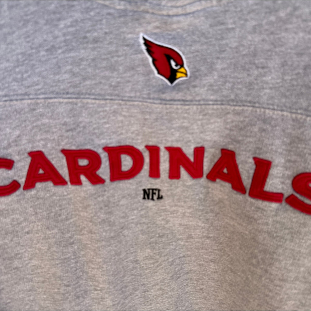 Arizona Cardinals Shirt Mens XL Gray Red NFL Football Long Sleeve Pullover