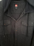 Quiksilver Men's Dark Gray Hooded Plaid Button-Up — view 4