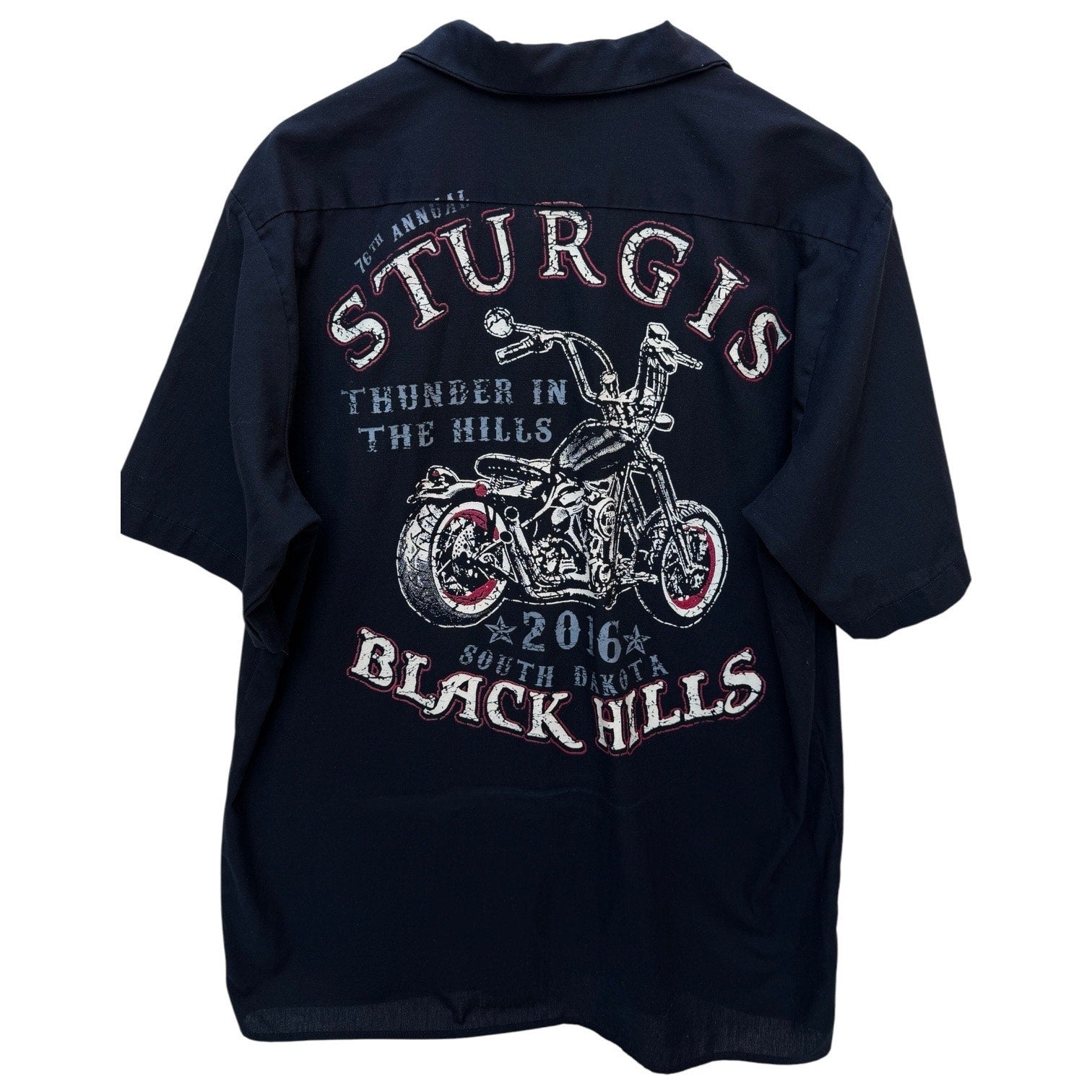 Dickies Sturgis Rally Week 2016 Shirt Mens XL Black Motorcycle Button Up Biker