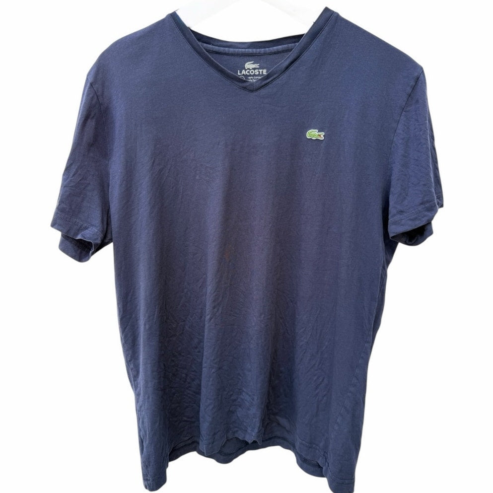Lacoste T Shirt Mens Large Navy Pima Cotton Classic