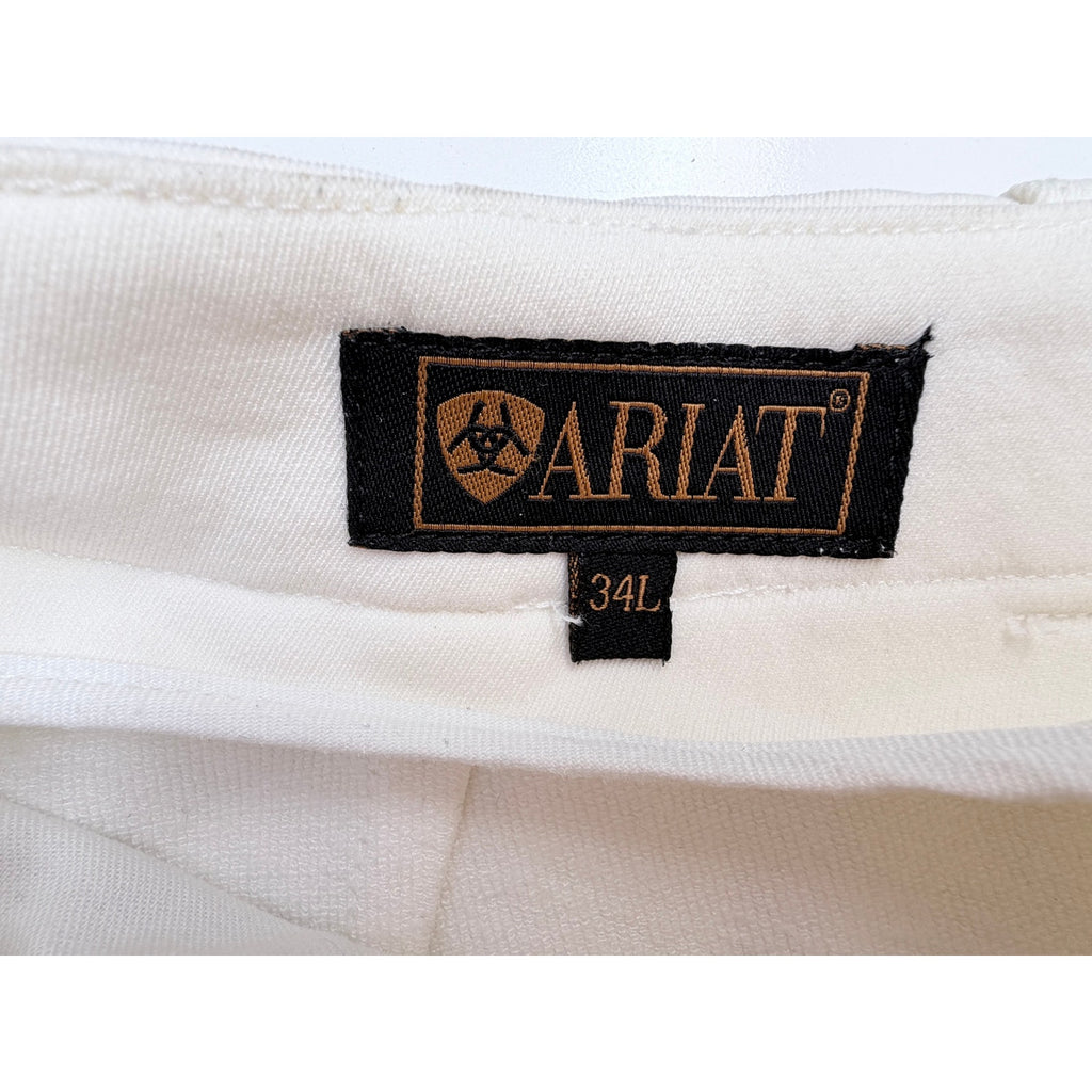 Ariat Riding Pants Mens 34L White Equestrian Breeches Knee Patch Horseback Pants