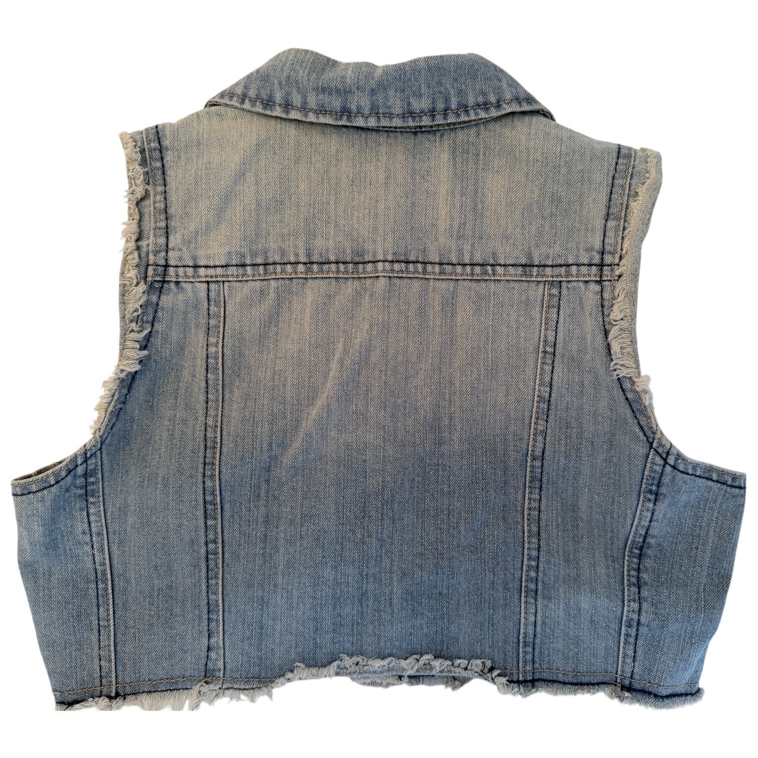 Highway Jeans Denim Vest Womens Small Blue Cropped Button Front Raw Hem