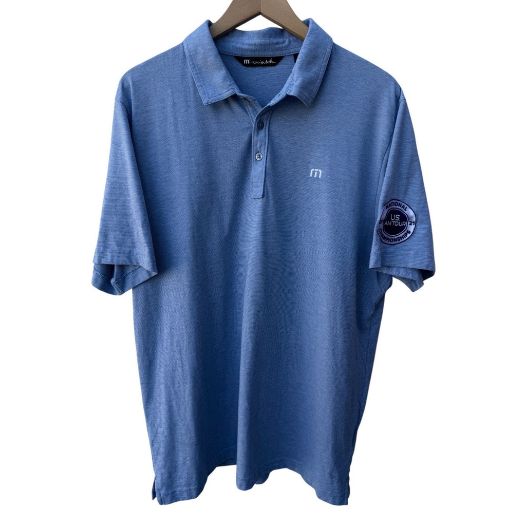 TravisMathew US Am Tour Championships Golf Shirt Mens XL Blue Performance Polo