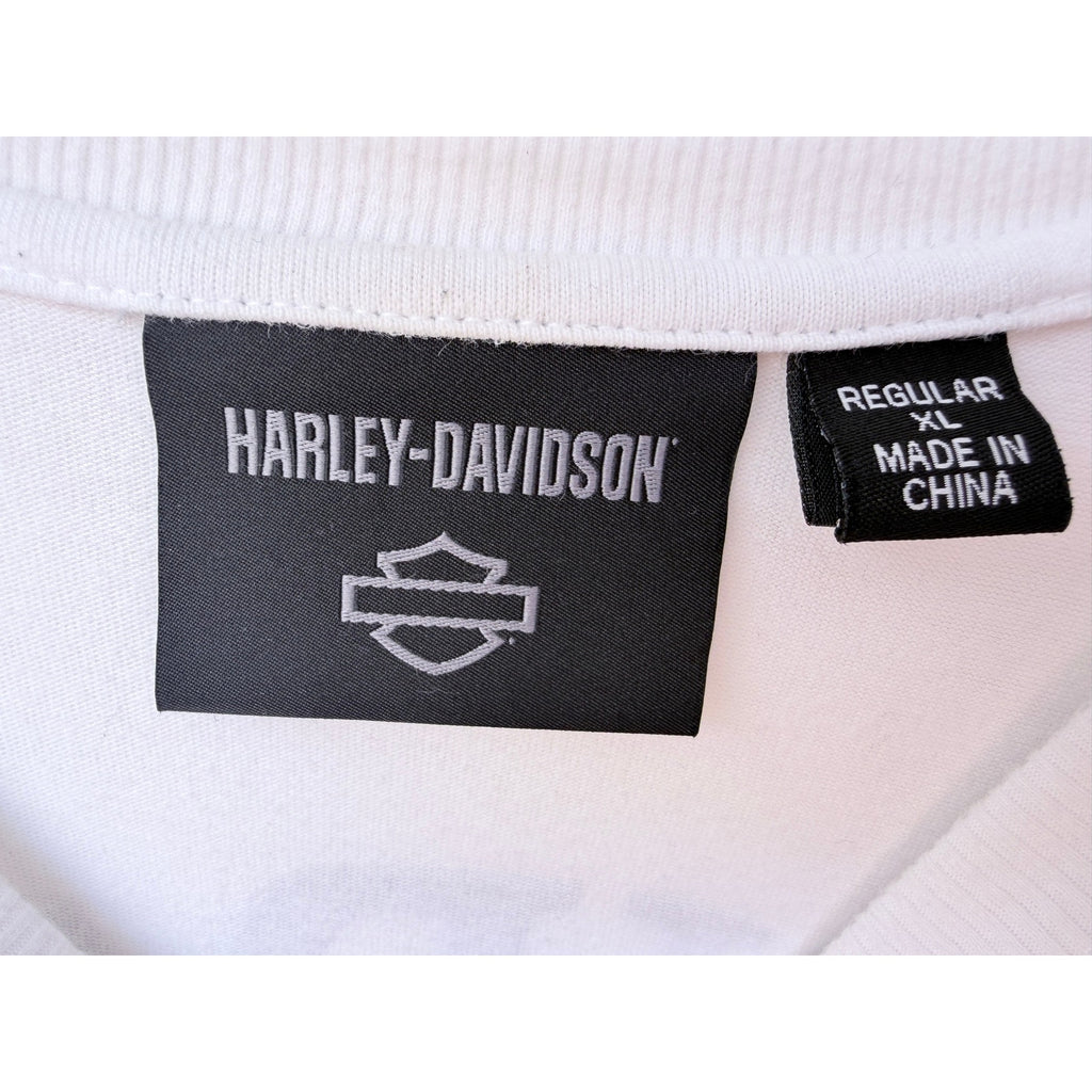 Harley Davidson Long Sleeve Shirt Mens XL White Skull Graphic Biker Tee