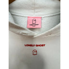 Lonely Ghost White Red Embroidered Logo Hoodie Unisex XL