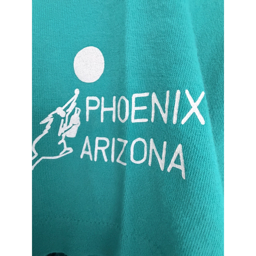 Vintage Marlys Phoenix Arizona Single Stitch TShirt Mens XL Teal Bar Graphic USA