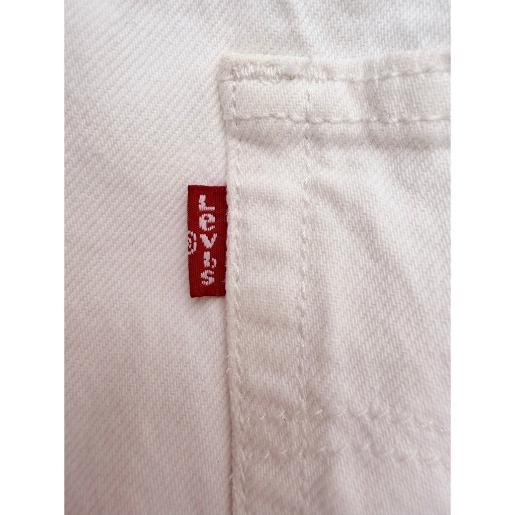Levis 501 Denim Shorts Womens Size 28 White Distressed Cutoff Jean Shorts