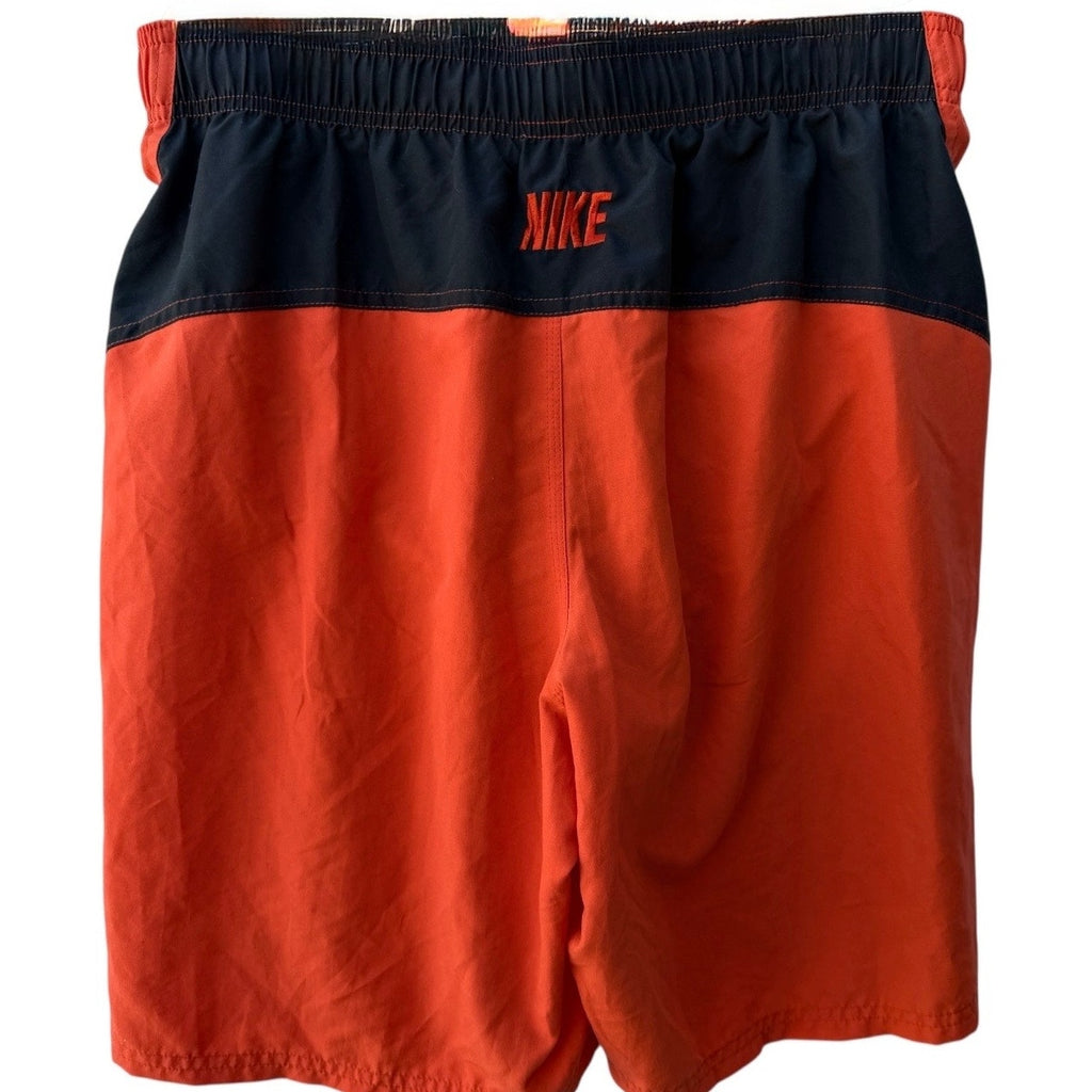 Nike Swim Trunks Mens Medium Orange Black Athletic Swim Shorts