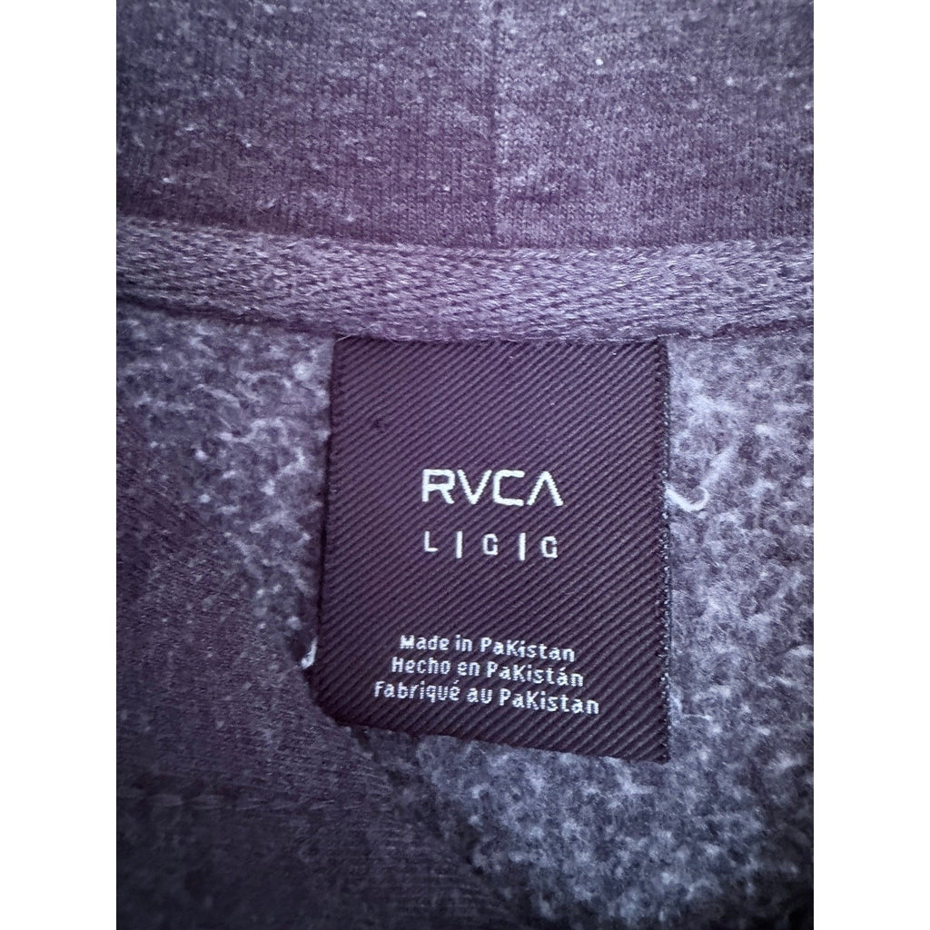 RVCA Hoodie Mens Large Gray Pullover Logo Sweatshirt Skate Surf
