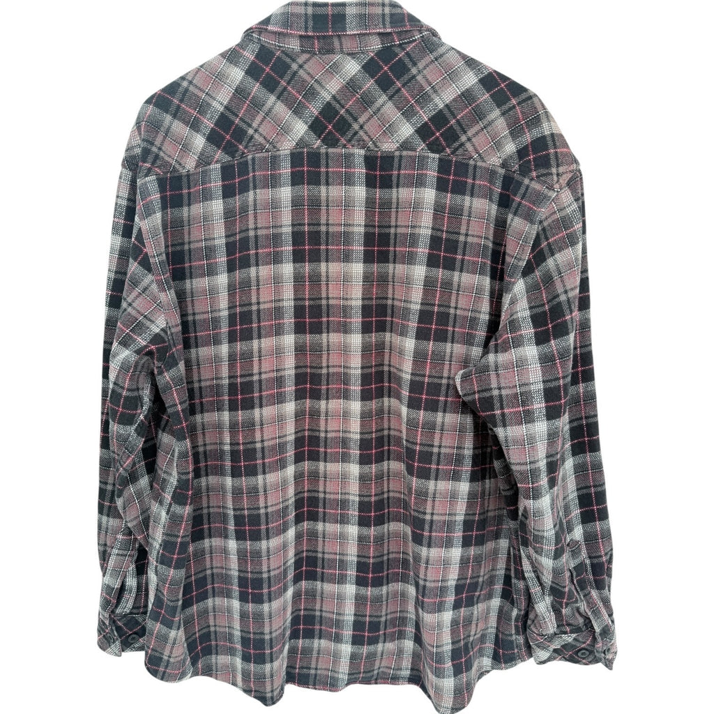 Dickies Flannel Shirt Mens 2XL Gray Red Plaid Workwear Button Up